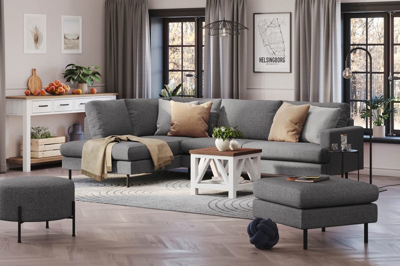 Menard Compact Soffa m. Schäslong 4-sits - Mörkgrå - Möbler - Soffa - Divansoffor & schäslongsoffa