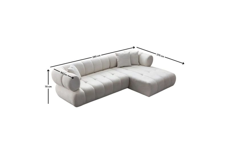 Mississauga Soffa med Divan 3-sits - Vit - Möbler - Soffa - Divansoffor & schäslongsoffa