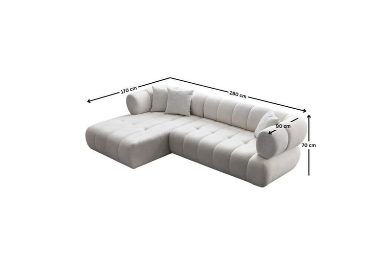 Mississauga Soffa med Divan 3-sits - Vit - Möbler - Soffa - Divansoffor & schäslongsoffa