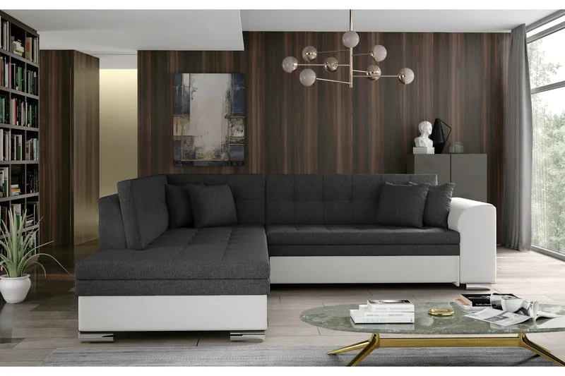 Moclino Soffa med Schäslong Vänster, Grå/Vit