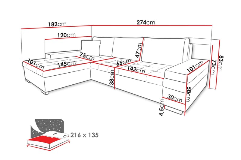 Naoma Soffa med Divan 3-sits - Vit/Ljusgrå - Möbler - Soffa - Divansoffor & schäslongsoffa