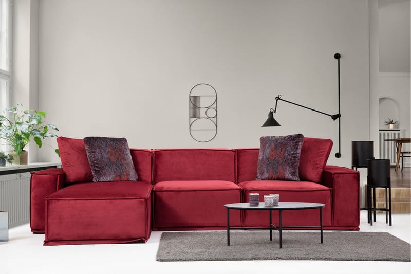 Nightcap Soffa m. Divan 4-sits - Burgundy - Möbler - Soffa - Divansoffor & schäslongsoffa