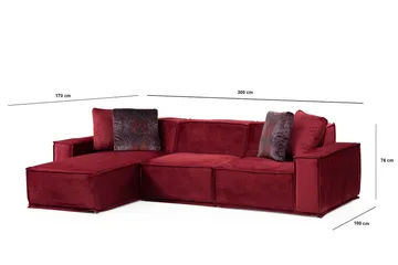 Nightcap Soffa m. Divan 4-sits - Burgundy - Möbler - Soffa - Divansoffor & schäslongsoffa