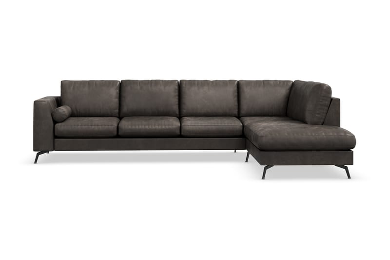 Ocean Lyx 4-sits Högervänd L-formad Schäslongsoffa i Konstläder - Mörkgrå - Möbler - Soffa - Divansoffor & schäslongsoffa