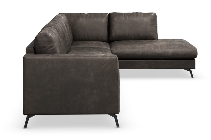 Ocean Lyx 4-sits Högervänd L-formad Schäslongsoffa i Konstläder - Mörkgrå - Möbler - Soffa - Divansoffor & schäslongsoffa
