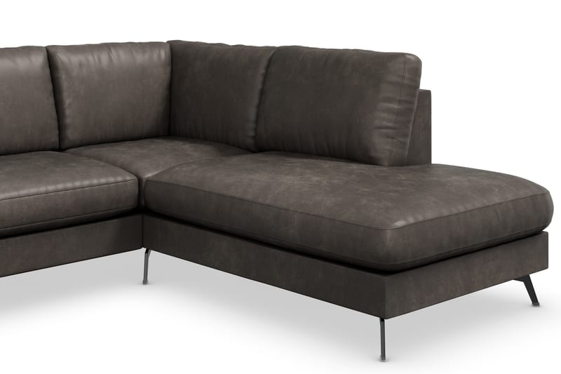 Ocean Lyx 4-sits Högervänd L-formad Schäslongsoffa i Konstläder - Mörkgrå - Möbler - Soffa - Divansoffor & schäslongsoffa