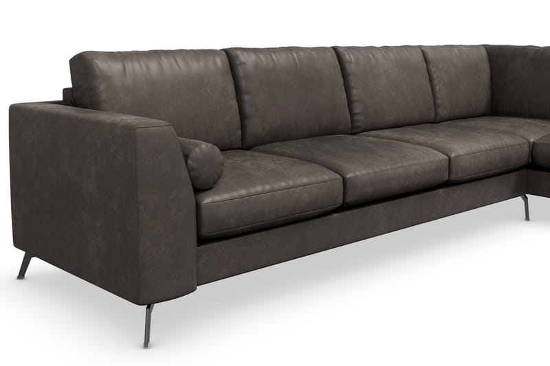 Ocean Lyx 4-sits Högervänd L-formad Schäslongsoffa i Konstläder - Mörkgrå - Möbler - Soffa - Divansoffor & schäslongsoffa