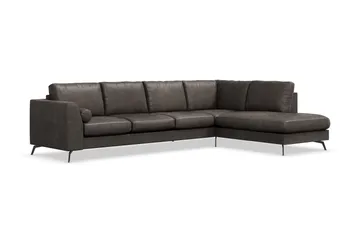 Ocean Lyx 4-sits Högervänd L-formad Schäslongsoffa i Konstläder - Mörkgrå - Möbler - Soffa - Divansoffor & schäslongsoffa