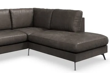 Ocean Lyx 4-sits Högervänd L-formad Schäslongsoffa i Konstläder - Mörkgrå - Möbler - Soffa - Divansoffor & schäslongsoffa