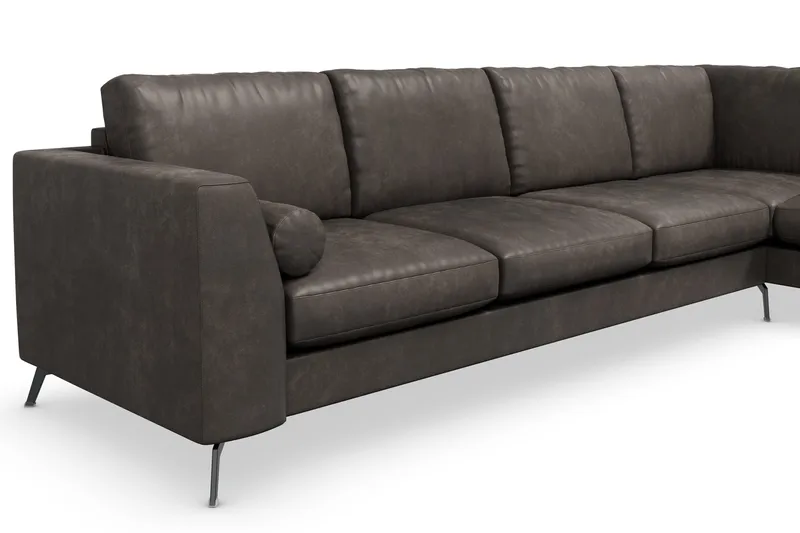 Ocean Lyx 4-sits Högervänd L-formad Schäslongsoffa i Konstläder - Mörkgrå - Möbler - Soffa - Divansoffor & schäslongsoffa - 4 sits soffa med divan