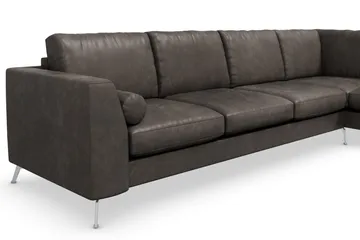 Ocean Lyx 4-sits Högervänd L-formad Schäslongsoffa i Konstläder - Mörkgrå - Möbler - Soffa - Divansoffor & schäslongsoffa