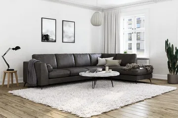 Ocean Lyx 4-sits Högervänd L-formad Schäslongsoffa i Konstläder - Mörkgrå - Möbler - Soffa - Divansoffor & schäslongsoffa