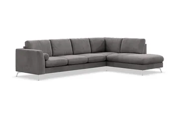 Ocean Lyx 4-sits Högervänd L-formad Schäslongsoffa i Manchester - Mörkgrå - Möbler - Soffa - Divansoffor & schäslongsoffa