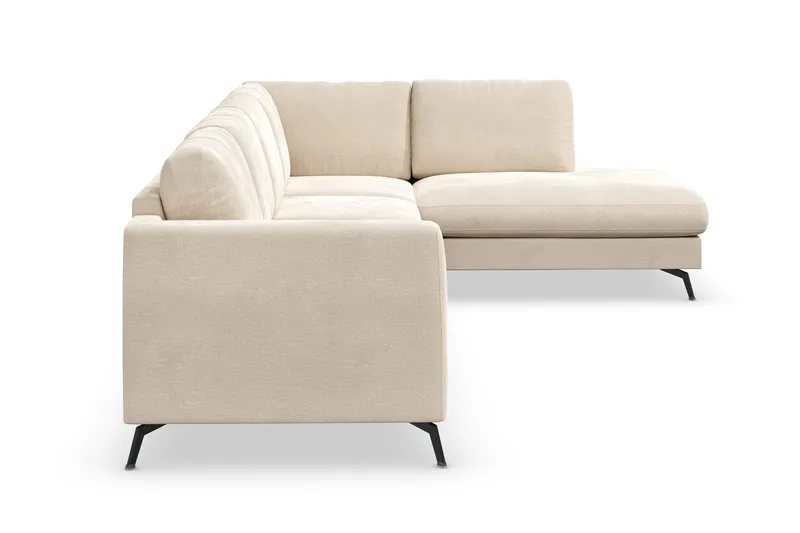 Ocean Lyx 4-sits Högervänd L-formad Schäslongsoffa i Sammet - Beige - Möbler - Soffa - Divansoffor & schäslongsoffa - 4 sits soffa med divan