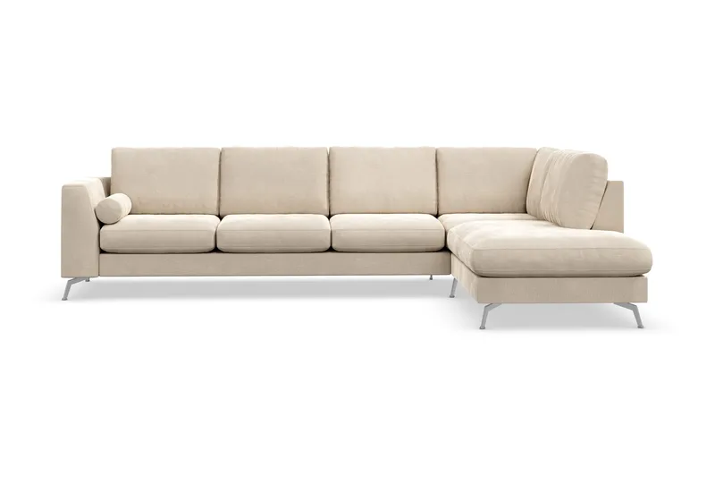 Ocean Lyx 4-sits Högervänd L-formad Schäslongsoffa i Sammet - Beige - Möbler - Soffa - Divansoffor & schäslongsoffa - 4 sits soffa med divan