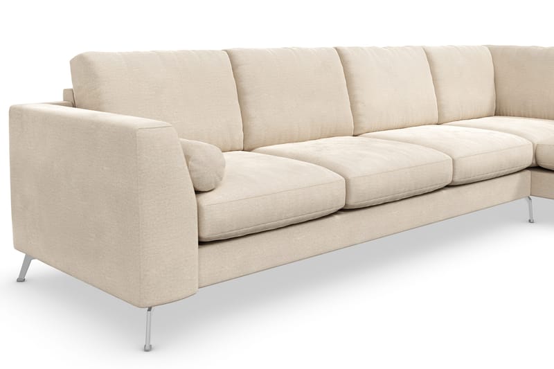 Ocean Lyx 4-sits Högervänd L-formad Schäslongsoffa i Sammet - Beige - Möbler - Soffa - Divansoffor & schäslongsoffa - 4 sits soffa med divan
