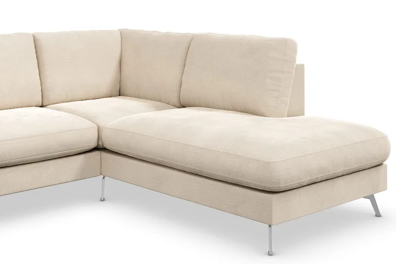 Ocean Lyx 4-sits Högervänd L-formad Schäslongsoffa i Sammet - Beige - Möbler - Soffa - Divansoffor & schäslongsoffa - 4 sits soffa med divan