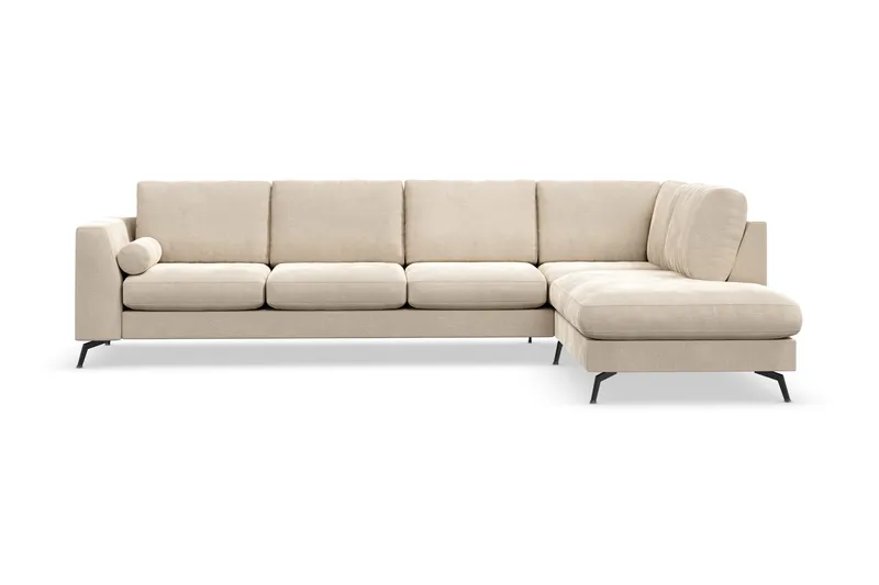 Ocean Lyx 4-sits Högervänd L-formad Schäslongsoffa i Sammet - Beige - Möbler - Soffa - Divansoffor & schäslongsoffa - 4 sits soffa med divan