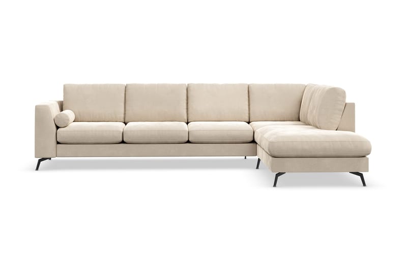 Ocean Lyx 4-sits Högervänd L-formad Schäslongsoffa i Sammet, Beige