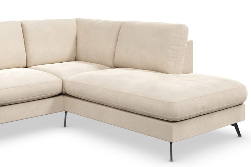 Ocean Lyx 4-sits Högervänd L-formad Schäslongsoffa i Sammet - Beige - Möbler - Soffa - Divansoffor & schäslongsoffa - 4 sits soffa med divan