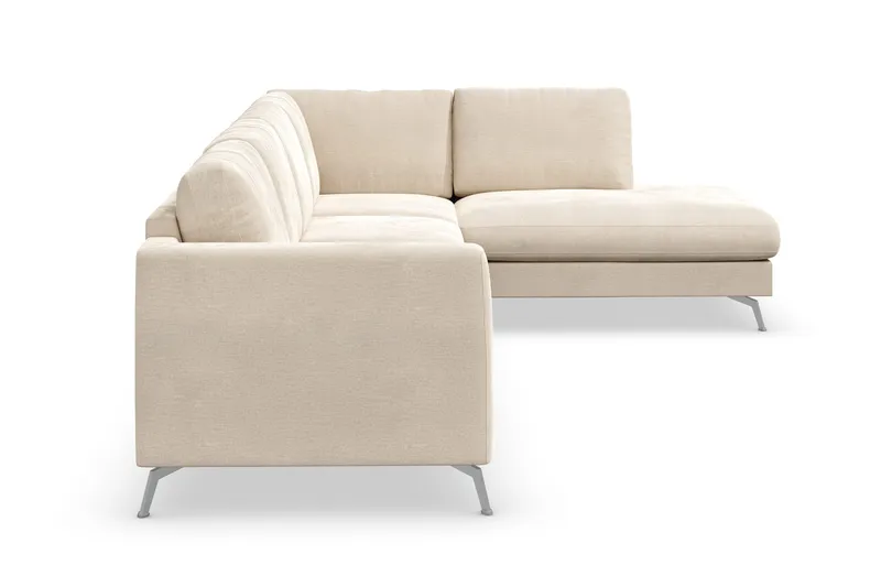 Ocean Lyx 4-sits Högervänd L-formad Schäslongsoffa i Sammet - Beige - Möbler - Soffa - Divansoffor & schäslongsoffa - 4 sits soffa med divan