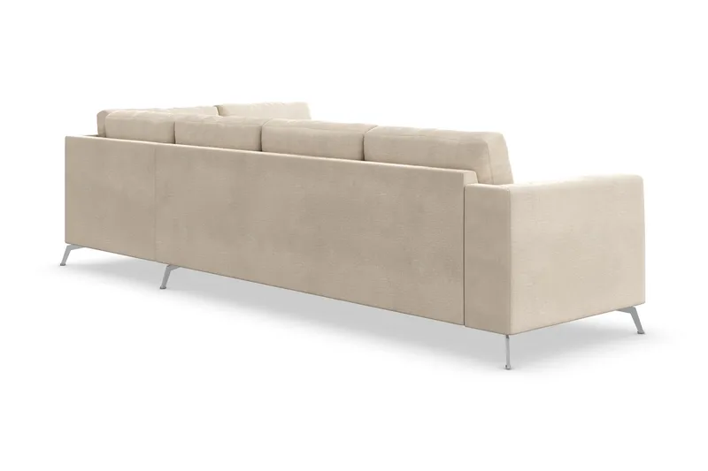 Ocean Lyx 4-sits Högervänd L-formad Schäslongsoffa i Sammet - Beige - Möbler - Soffa - Divansoffor & schäslongsoffa - 4 sits soffa med divan