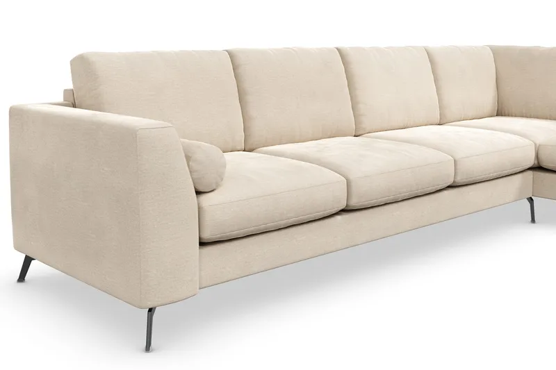 Ocean Lyx 4-sits Högervänd L-formad Schäslongsoffa i Sammet - Beige - Möbler - Soffa - Divansoffor & schäslongsoffa - 4 sits soffa med divan