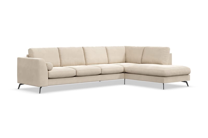 Ocean Lyx 4-sits Högervänd L-formad Schäslongsoffa i Sammet - Beige - Möbler - Soffa - Divansoffor & schäslongsoffa - 4 sits soffa med divan