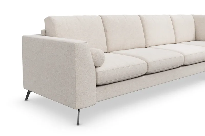 Ocean Lyx 4-sits Högervänd L-formad Schäslongsoffa i Tyg - Beige - Möbler - Soffa - Divansoffor & schäslongsoffa - 4 sits soffa med divan