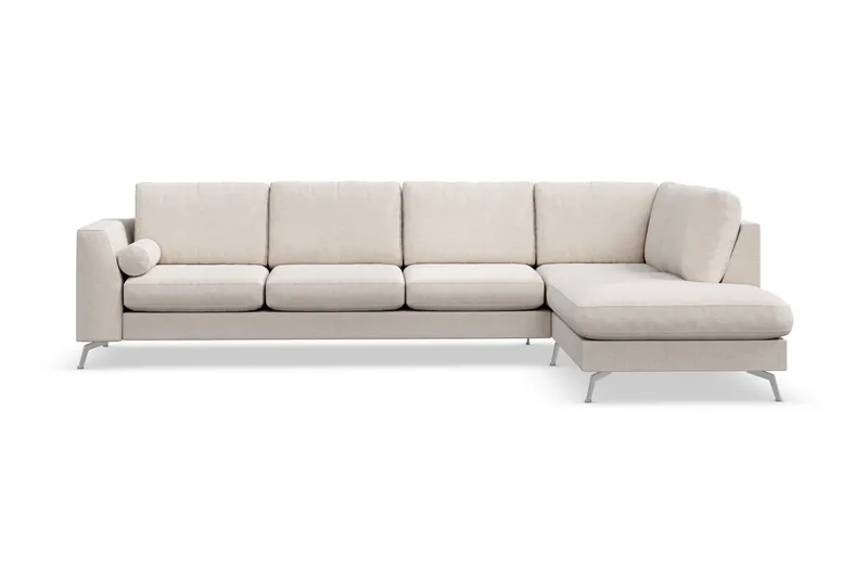 Ocean Lyx 4-sits Högervänd L-formad Schäslongsoffa i Tyg - Beige - Möbler - Soffa - Divansoffor & schäslongsoffa - 4 sits soffa med divan
