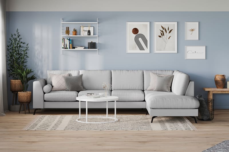 Ocean Lyx 4-sits Högervänd L-formad Schäslongsoffa i Tyg - Grå - Möbler - Soffa - Divansoffor & schäslongsoffa