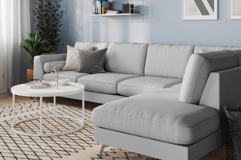 Ocean Lyx 4-sits Soffa med Schäslong Höger - Grå - Möbler - Soffa - Divansoffor & schäslongsoffa