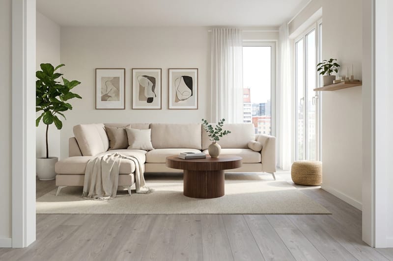 Ocean Lyx 4-sits Soffa med Schäslong Vänster - Beige - Möbler - Soffa - Divansoffor & schäslongsoffa
