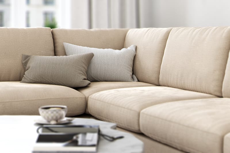 Ocean Lyx 4-sits Soffa med Schäslong Vänster - Beige/Sammet - Möbler - Soffa - Divansoffor & schäslongsoffa