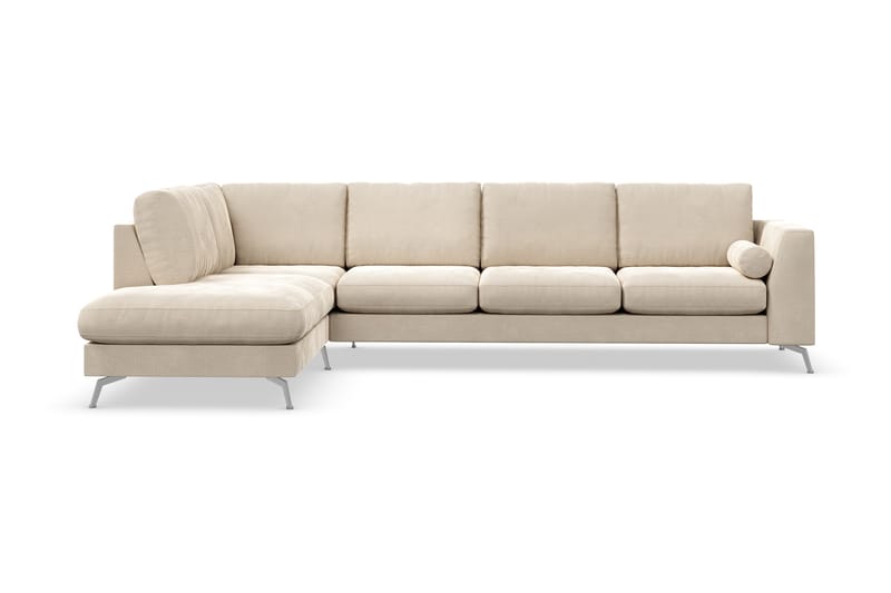 Ocean Lyx 4-sits Soffa med Schäslong Vänster - Beige/Sammet - Divansoffor & schäslongsoffa