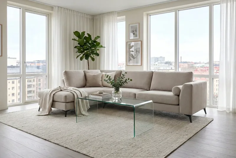 Ocean Lyx 4-sits Soffa med Schäslong Vänster - Greige - Möbler - Soffa - Divansoffor & schäslongsoffa