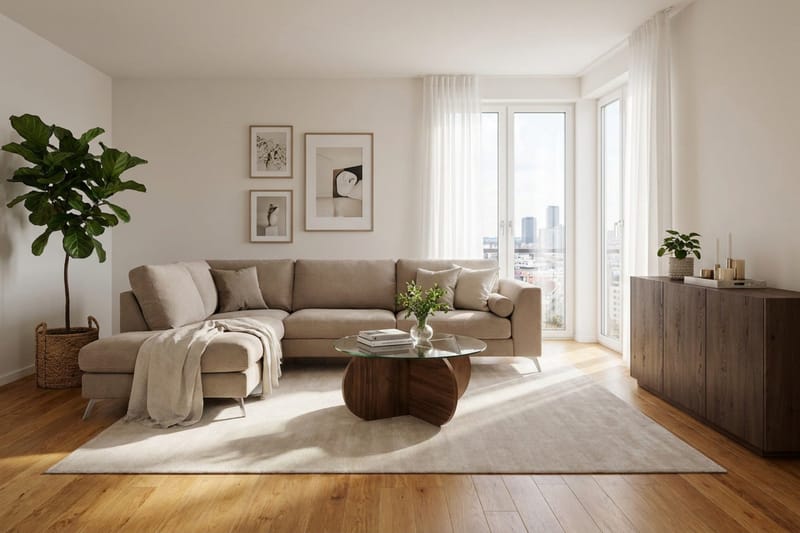 Ocean Lyx 4-sits Soffa med Schäslong Vänster - Ljusbrun - Möbler - Soffa - Divansoffor & schäslongsoffa
