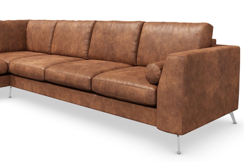 Ocean Lyx 4-sits Vänstervänd L-formad Schäslongsoffa i Konstläder - Brun - Möbler - Soffa - Divansoffor & schäslongsoffa