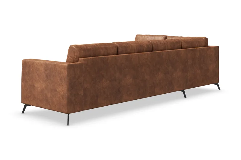 Ocean Lyx 4-sits Vänstervänd L-formad Schäslongsoffa i Konstläder - Brun - Möbler - Soffa - Divansoffor & schäslongsoffa - 4 sits soffa med divan
