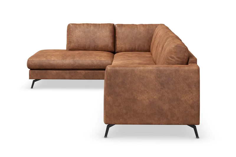 Ocean Lyx 4-sits Vänstervänd L-formad Schäslongsoffa i Konstläder - Brun - Möbler - Soffa - Divansoffor & schäslongsoffa - 4 sits soffa med divan