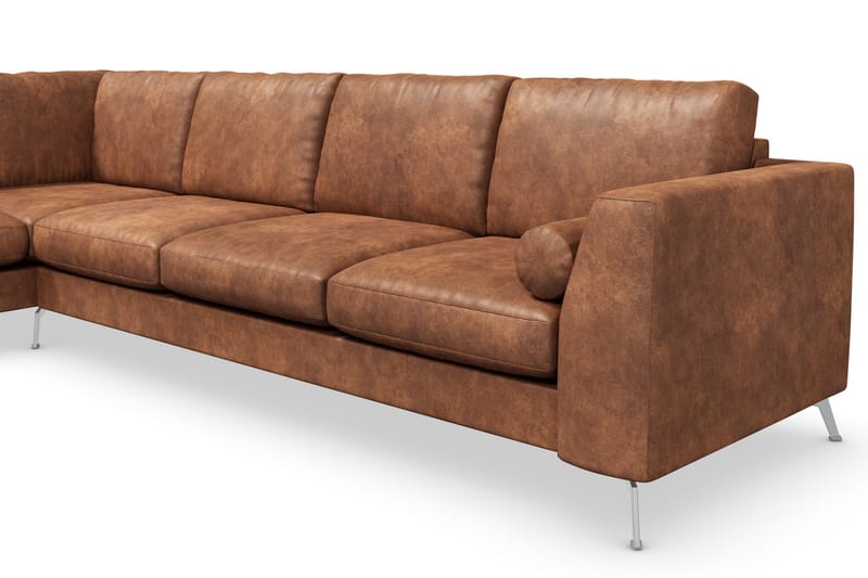 Ocean Lyx 4-sits Vänstervänd L-formad Schäslongsoffa i Konstläder - Brun - Möbler - Soffa - Divansoffor & schäslongsoffa - 4 sits soffa med divan