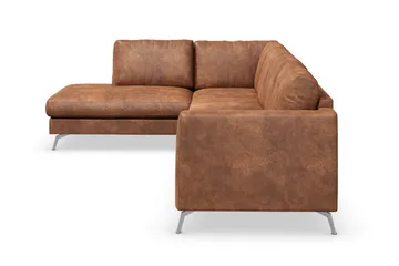 Ocean Lyx 4-sits Vänstervänd L-formad Schäslongsoffa i Konstläder - Brun - Möbler - Soffa - Divansoffor & schäslongsoffa