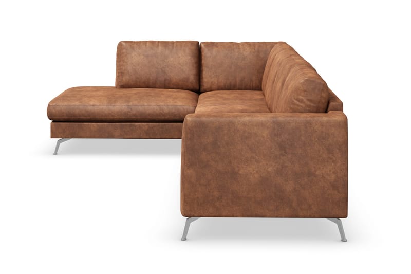 Ocean Lyx 4-sits Vänstervänd L-formad Schäslongsoffa i Konstläder - Brun - Möbler - Soffa - Divansoffor & schäslongsoffa - 4 sits soffa med divan