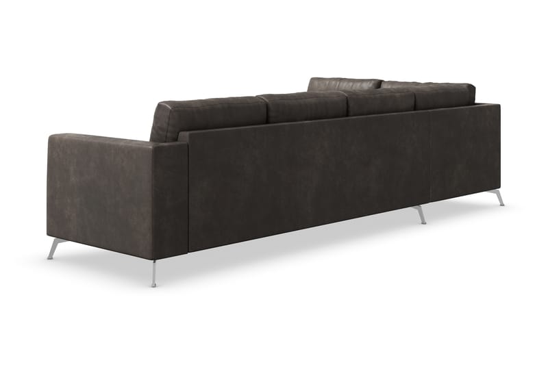 Ocean Lyx 4-sits Vänstervänd L-formad Schäslongsoffa i Konstläder - Mörkgrå - Möbler - Soffa - Divansoffor & schäslongsoffa