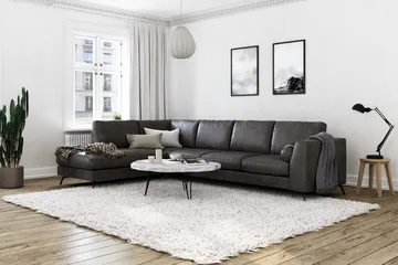 Ocean Lyx 4-sits Vänstervänd L-formad Schäslongsoffa i Konstläder - Mörkgrå - Möbler - Soffa - Divansoffor & schäslongsoffa