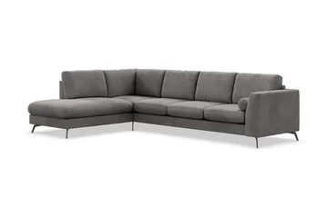 Ocean Lyx 4-sits Vänstervänd L-formad Schäslongsoffa i Manchester - Mörkgrå - Möbler - Soffa - Divansoffor & schäslongsoffa