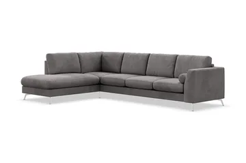 Ocean Lyx 4-sits Vänstervänd L-formad Schäslongsoffa i Manchester - Mörkgrå - Möbler - Soffa - Divansoffor & schäslongsoffa