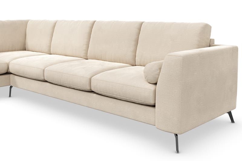 Ocean Lyx 4-sits Vänstervänd L-formad Schäslongsoffa i Sammet - Beige - Möbler - Soffa - Divansoffor & schäslongsoffa