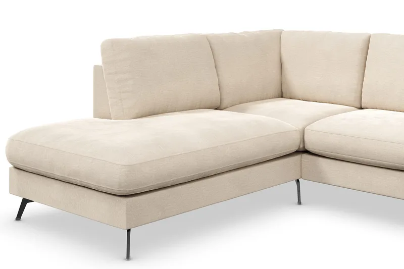 Ocean Lyx 4-sits Vänstervänd L-formad Schäslongsoffa i Sammet - Beige - Möbler - Soffa - Divansoffor & schäslongsoffa - 4 sits soffa med divan