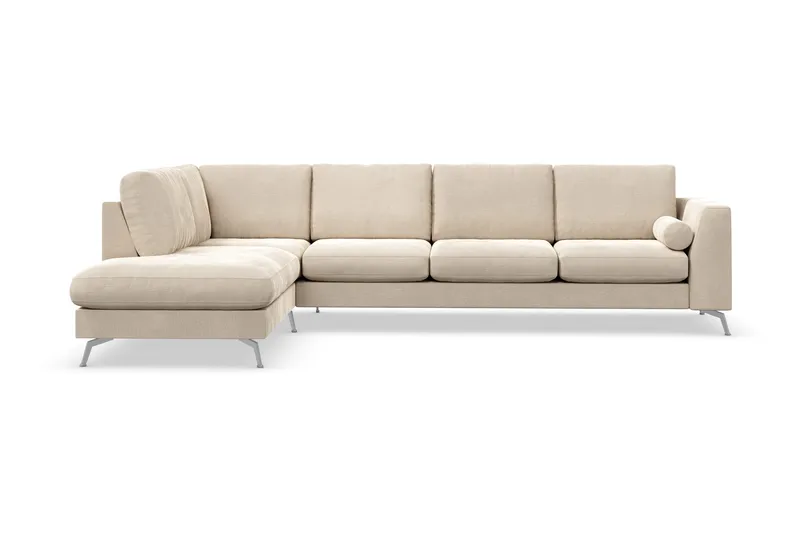 Ocean Lyx 4-sits Vänstervänd L-formad Schäslongsoffa i Sammet - Beige - Möbler - Soffa - Divansoffor & schäslongsoffa - 4 sits soffa med divan